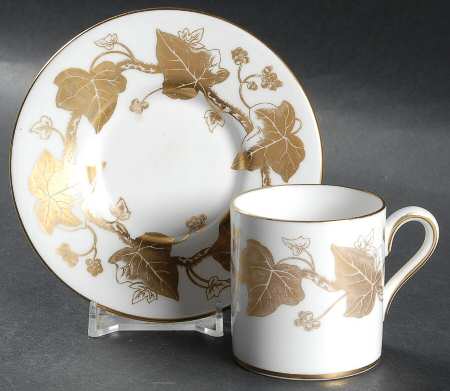 Golden Ivy Bond Shape Demitasse Cup and Saucer Set