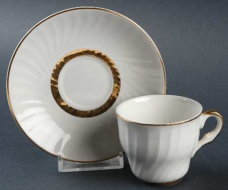 Golden Swirl Flat Demitasse Cup & Saucer Set