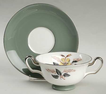 Greenwood (Bone) Footed Cream Soup Bowl & Saucer Set