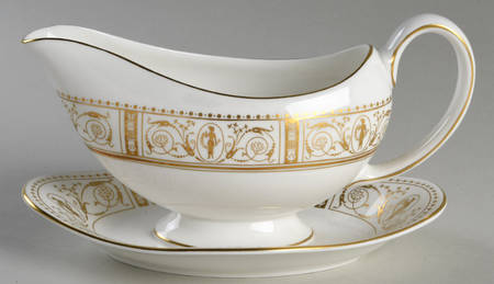 Grecian Gold Gravy Boat with Attached Underplate