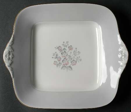 Grey Friar Pink Square Handled Cake Plate