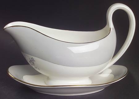 Grey Friar Pink Gravy Boat with Attached Underplate