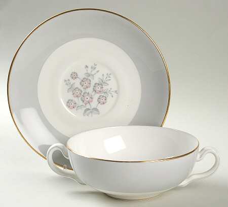 Grey Friar Pink Flat Cream Soup Bowl & Saucer Set