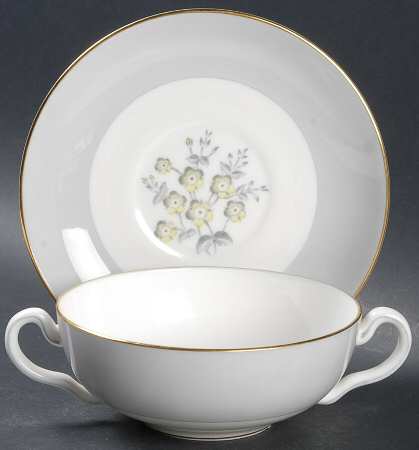 Grey Friar Yellow Flat Cream Soup Bowl & Saucer Set
