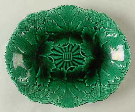 Green Glaze 10" Oval Serving Platter