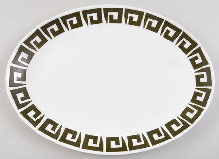 Green Keystone 15" Oval Serving Platter