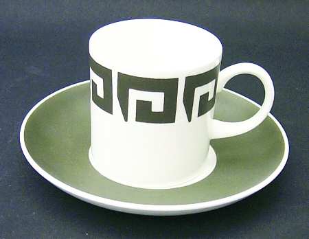Green Keystone Can Shape Demitasse Cup and Saucer Set