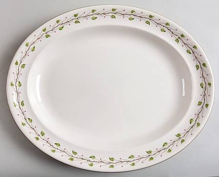 Green Leaf 14" Oval Serving Platter