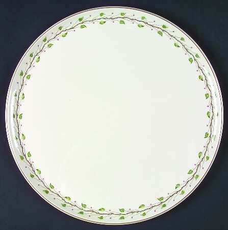 Green Leaf Round Torte Plate