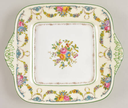 Grosvenor (W697, Cream Rim) Square Handled Cake Plate