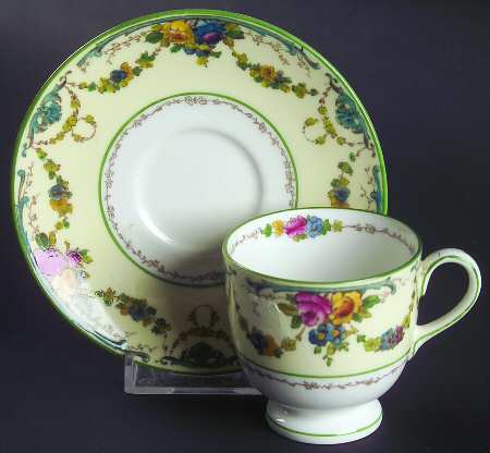 Grosvenor (W697, Cream Rim) Footed Demitasse Cup & Saucer Set