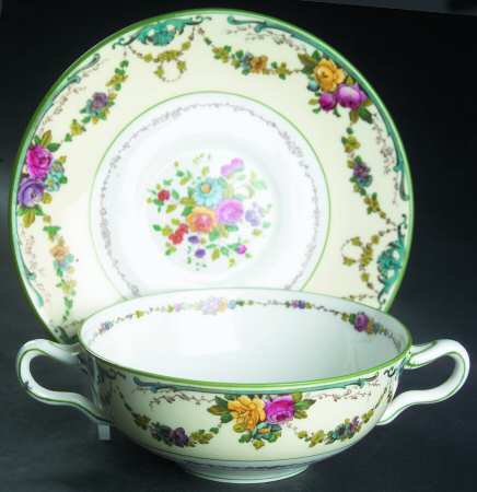 Grosvenor (W697, Cream Rim) Flat Cream Soup Bowl & Saucer Set