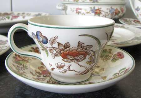 Groups Multicolor (Smooth, Green Verge) Footed Cup & Saucer Set