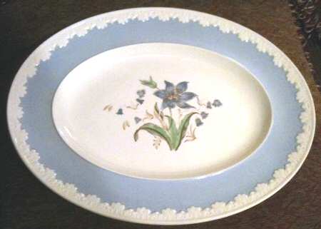 Hampton Court (Blue Rim) 15" Oval Serving Platter