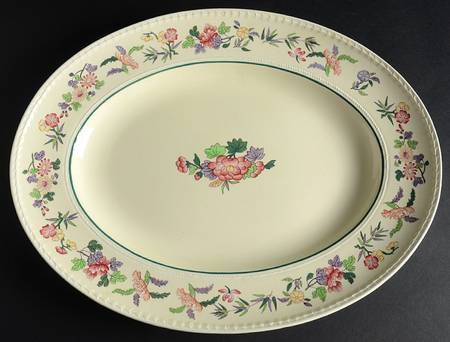 Harlech (Floral Rim & Center, No Trim) 15" Oval Serving Platter