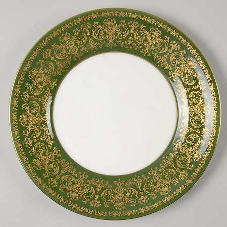 Harlech Green (Green Rim, Gold Scrolls) Salad Plate