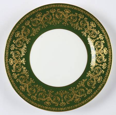 Harlech Green (Green Rim, Gold Scrolls) Bread & Butter Plate