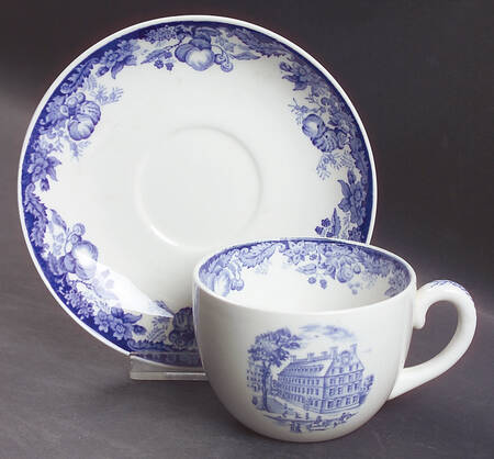 Harvard University Blue Flat Cup & Saucer Set