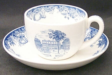 Harvard University Blue Flat Cup & Saucer Set