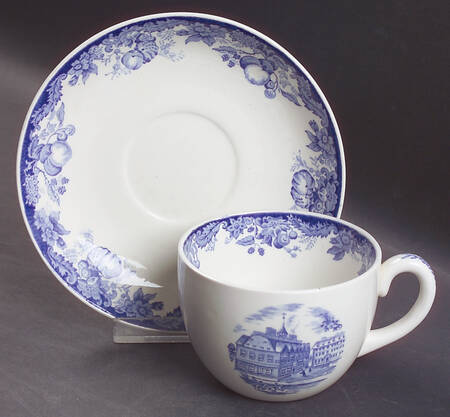 Harvard University Blue Flat Cup & Saucer Set