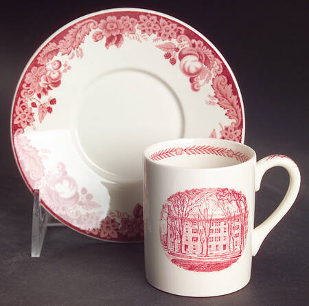 Harvard University Pink (No Gold Trim) Flat Demitasse Cup & Saucer Set