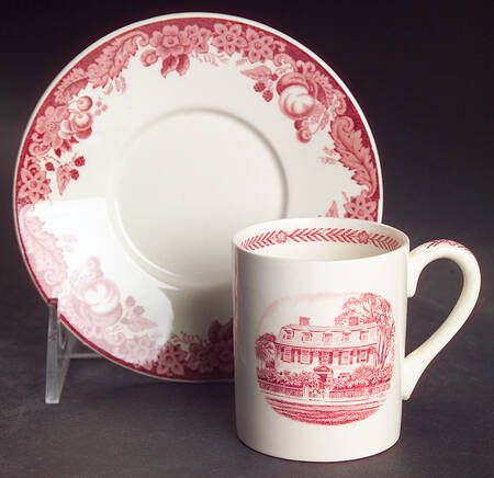 Harvard University Pink (No Gold Trim) Flat Demitasse Cup & Saucer Set