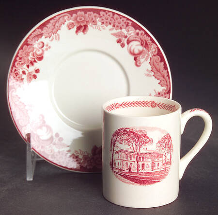 Harvard University Pink (No Gold Trim) Flat Demitasse Cup & Saucer Set