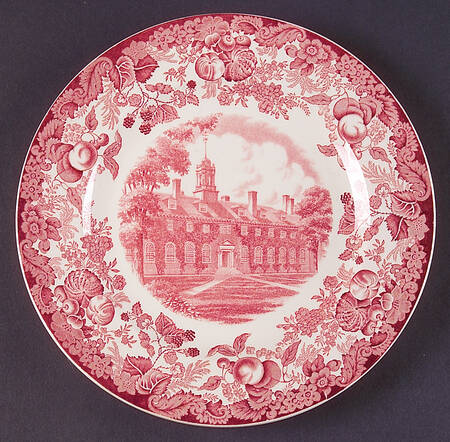 Harvard University Pink (No Gold Trim) Luncheon Plate