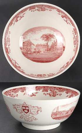 Harvard University Pink (No Gold Trim) Punch Bowl