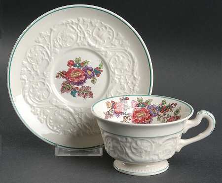 Hollyhock Footed Cup & Saucer Set