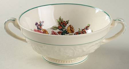 Hollyhock Footed Cream Soup Bowl