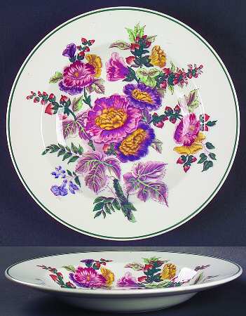 Hollyhock Large Rim Soup Bowl