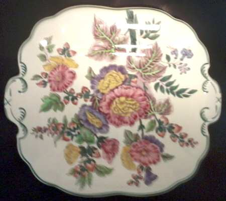 Hollyhock Square Handled Cake Plate