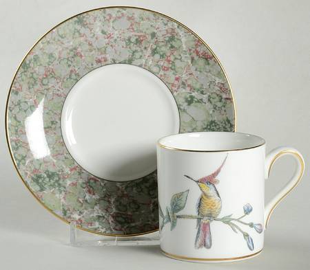 Humming Birds Bond Shape Demitasse Cup and Saucer Set