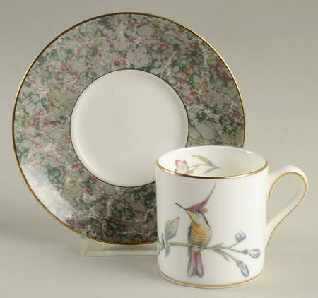 Humming Birds Bond Shape Demitasse Cup and Saucer Set
