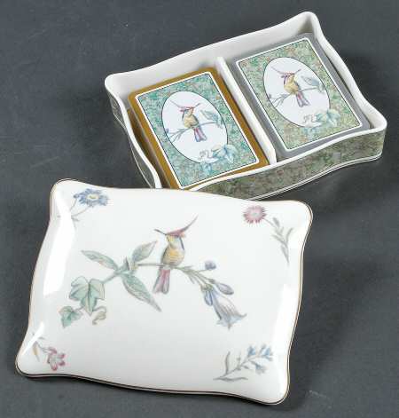 Humming Birds Double Deck Playing Card Box & Lid with Cards by Wedgwood