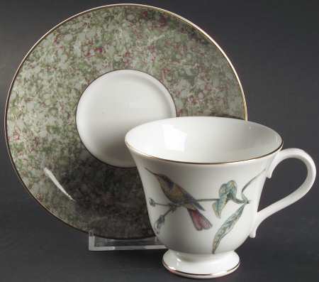 Humming Birds Victoria Shape Footed Cup & Saucer Set