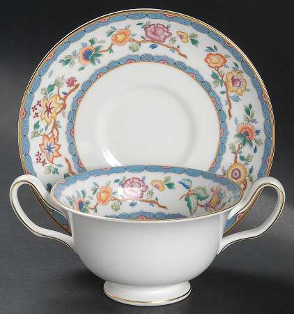 Huntingdon Footed Cream Soup Bowl & Saucer Set