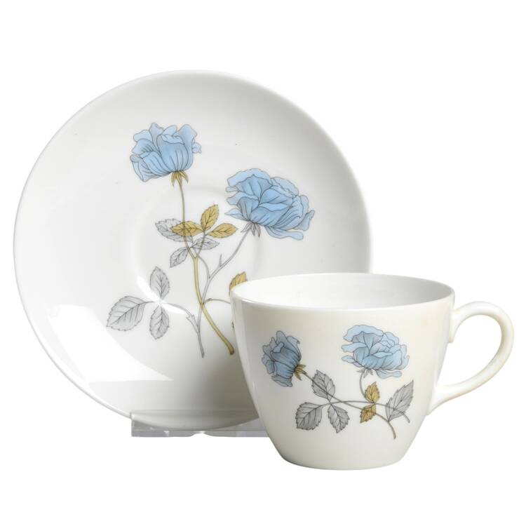 Ice Rose (No Trim) Flat Cup & Saucer Set