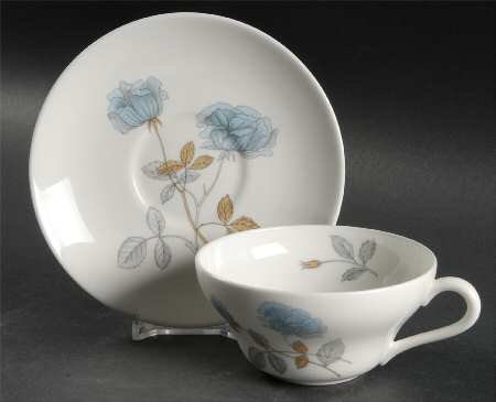 Ice Rose (No Trim) Flat Cup & Saucer Set