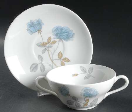 Ice Rose (No Trim) Flat Cream Soup Bowl & Saucer Set