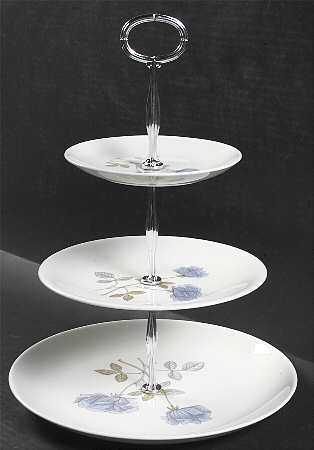 Ice Rose (No Trim) 13 7/8"-14 1/4" 3-Tiered Serving Tray(DP,SP,BB) HC