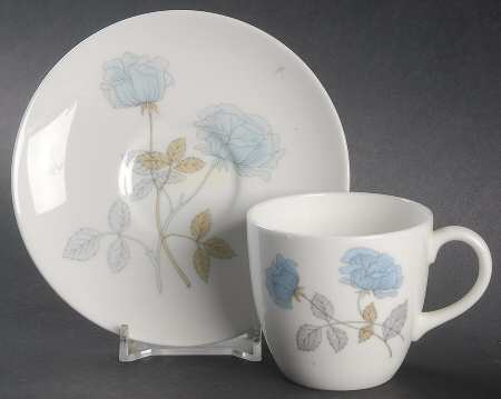 Ice Rose (No Trim) Flat Demitasse Cup & Saucer Set