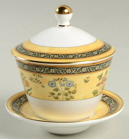 India Asian Flat Cup & Saucer Set with Lid