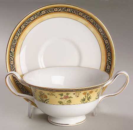India Footed Cream Soup Bowl & Saucer Set