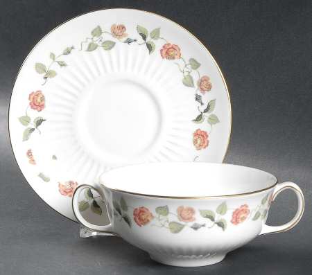 India Rose Flat Cream Soup Bowl & Saucer Set