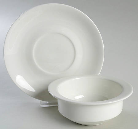 Inspiration White Flat Cream Soup Bowl & Saucer Set