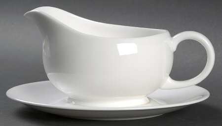 Inspiration White Gravy Boat with Attached Underplate