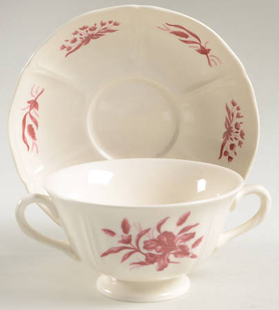 Iris Footed Cream Soup Bowl & Saucer Set