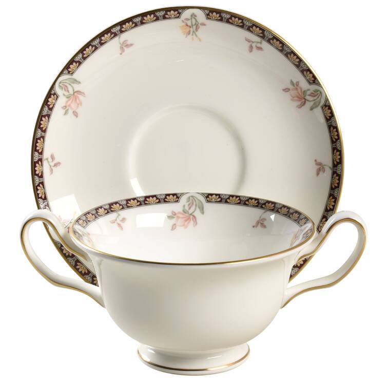 Isis Footed Cream Soup Bowl & Saucer Set